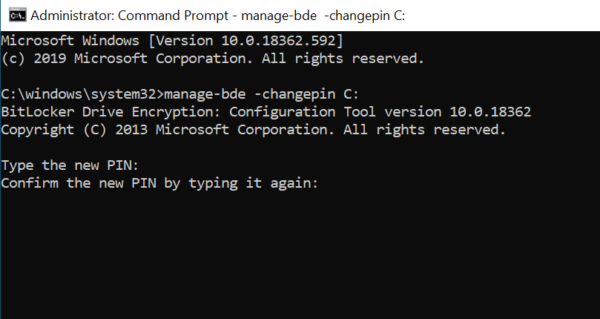 Reset Bitlocker PIN using Command Prompt