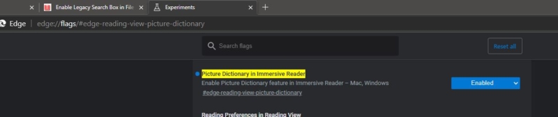 Enable Picture Dictionary in Edge