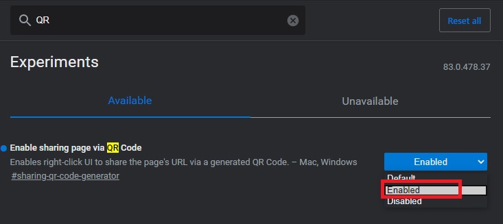 Enable QR Code Generator in Microsoft Edge