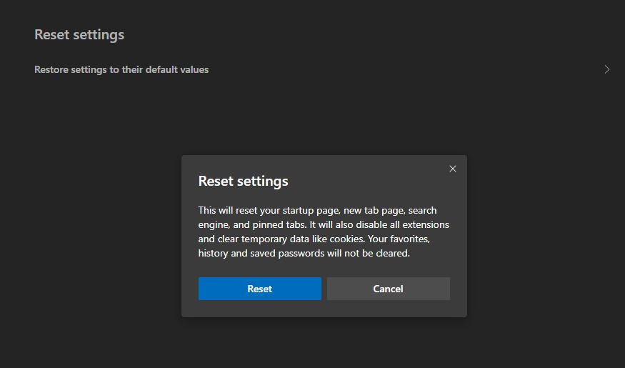 reset settings fix Chrome Page Unresponsive