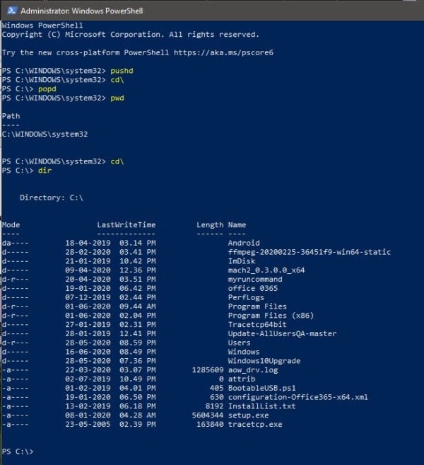 PowerShell Navigation commands