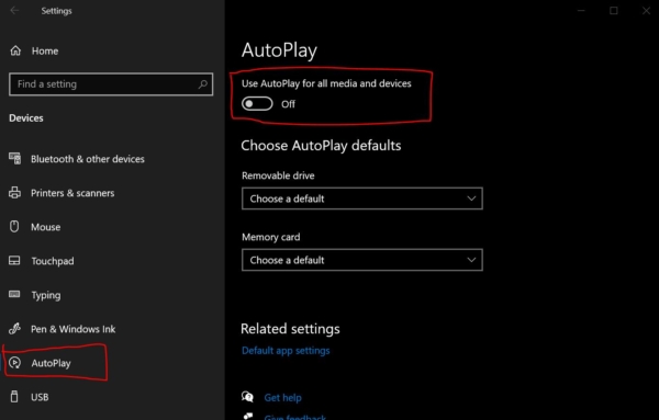 Disable AutoPlay Settings