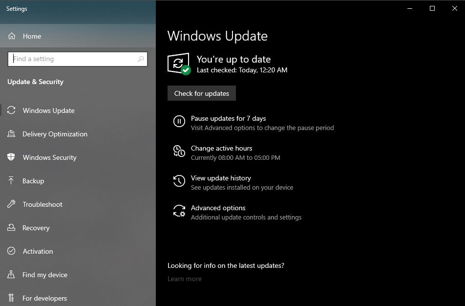 Check for Windows Updates-fix app can’t open