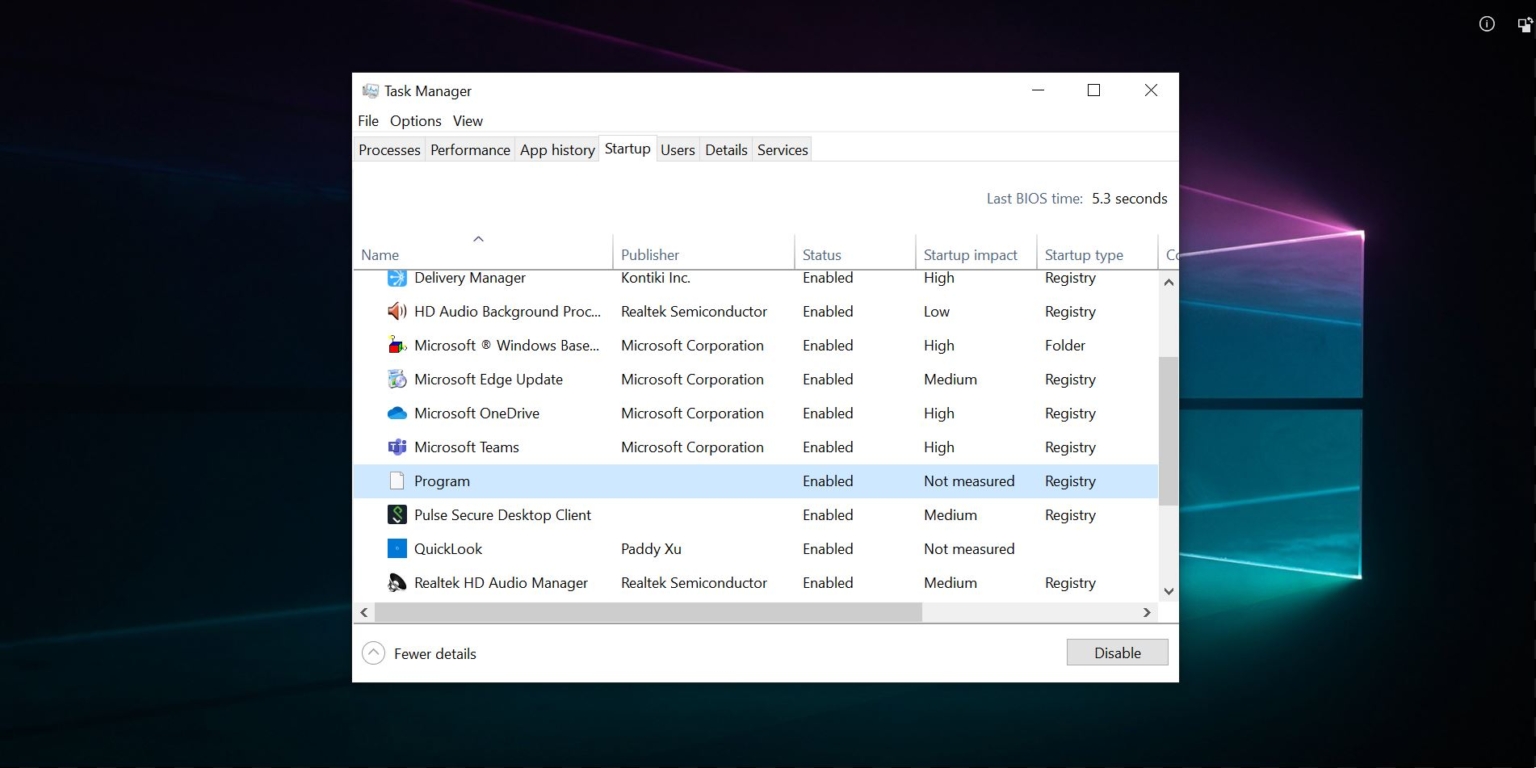 remove programs from startup windows 10
