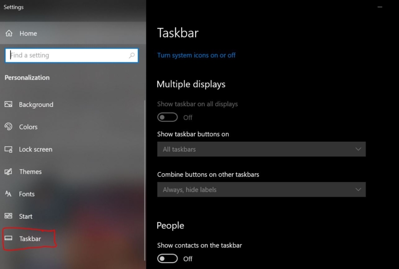 Enable Taskbar on dual Monitors