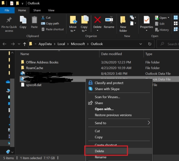 Delete the OST file and Repair Outlook PST