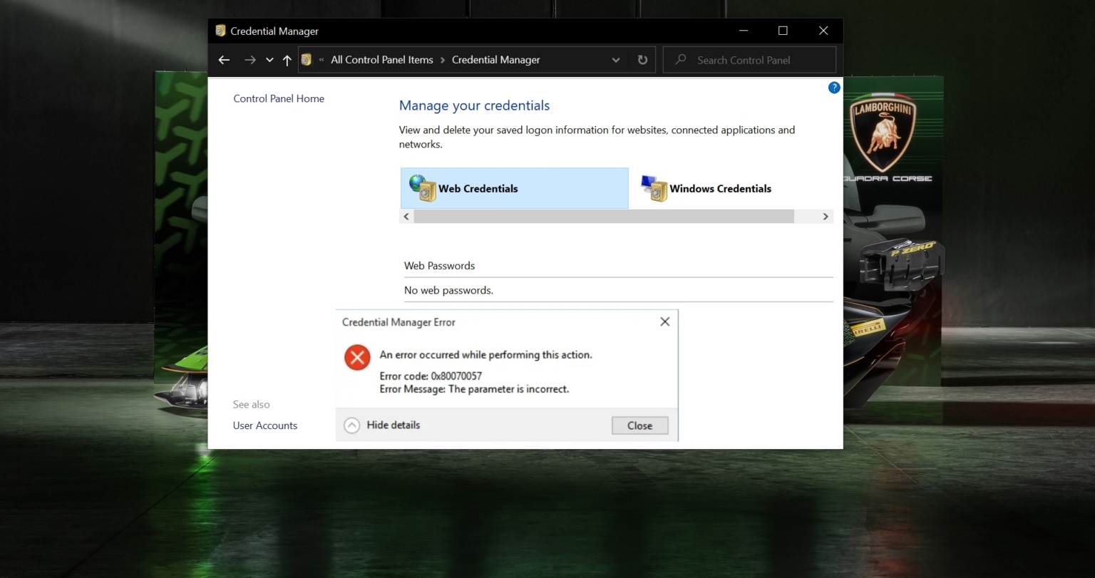 Fix Credential Manager Error 0x80070057 in Windows 10 Technoresult