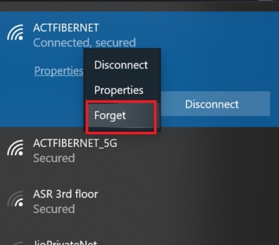 Forget Wifi Network Profile