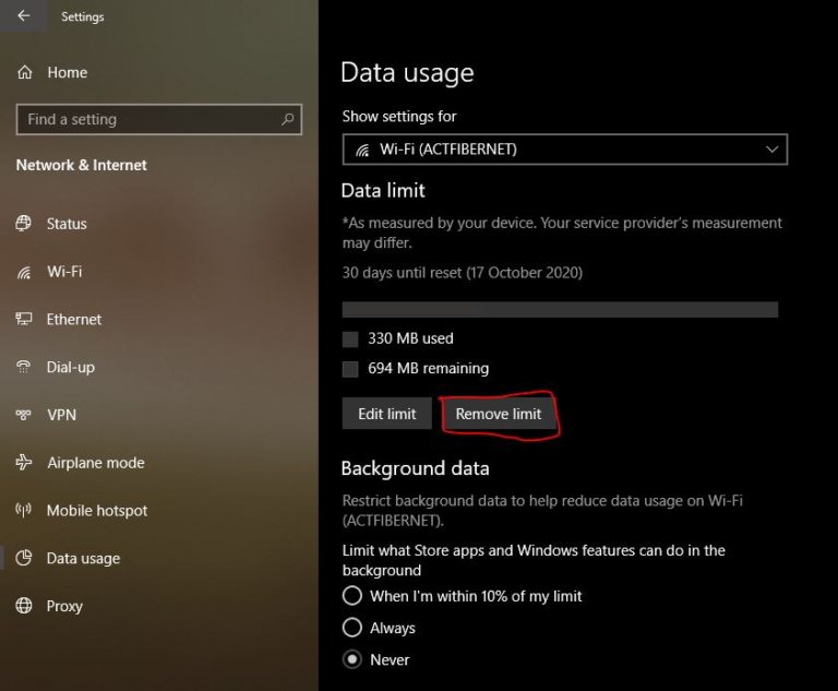 Set as Metered Connection Greyed out in Windows 10 Settings Technoresult