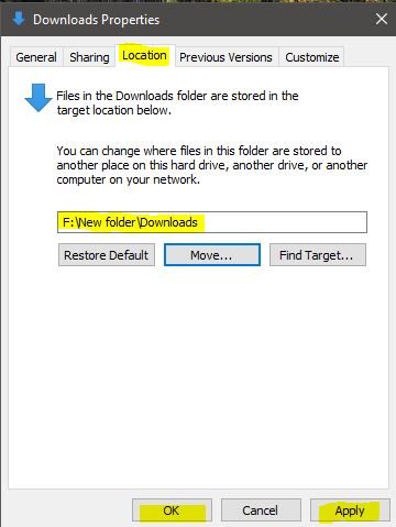 Move Downloads Folder