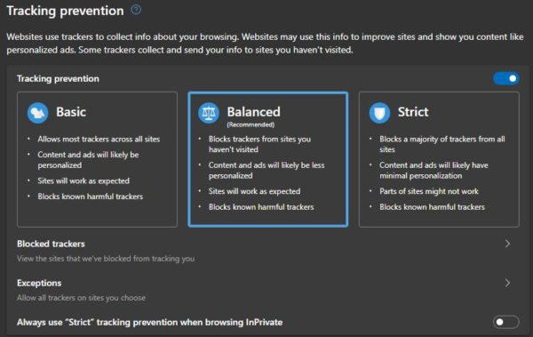 Enable Tracking Protection