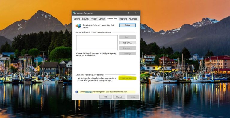internet properties windows 10 lan settings greyed out