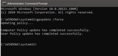 Windows 10 gpupdate не работает
