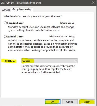Fix Guest account not Showing group membership