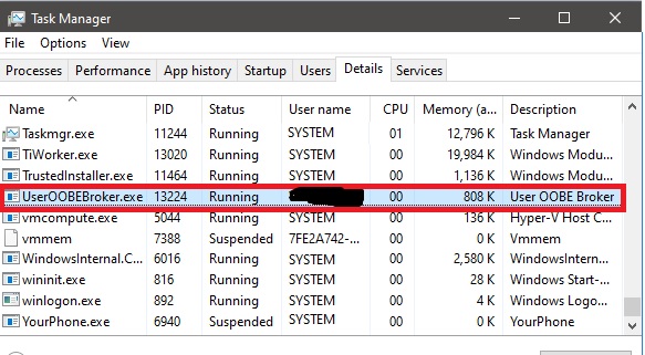 Remove UserOOBEBroker.exe from the Task Manager