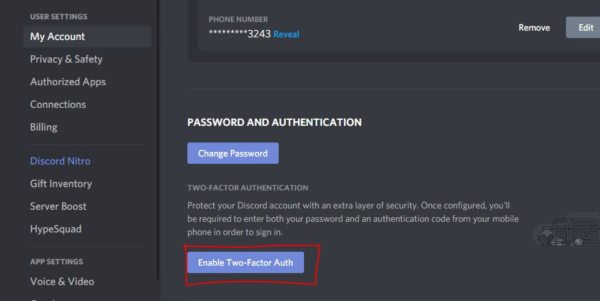 Two Factor Authentication in Discord