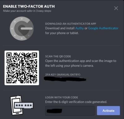 enable Two Factor Authentication