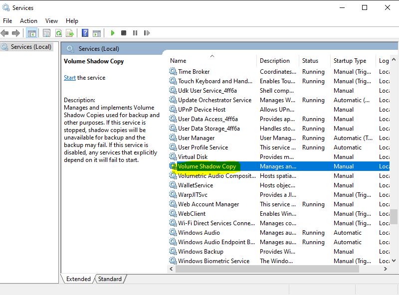 Fix Volume Shadow Copy Service Component Error 0x81000202 - Technoresult