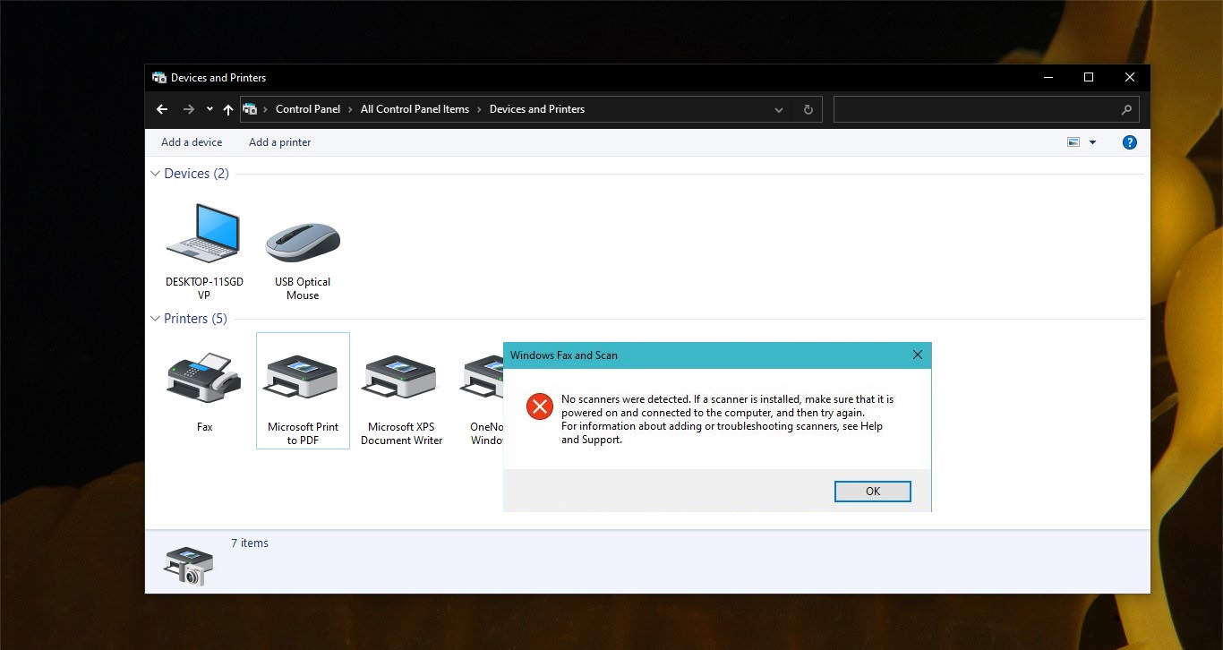 Fix No Scanners were detected error on Windows 10