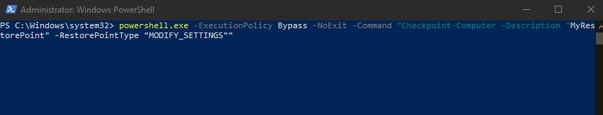 create System Restore Point Using PowerShell