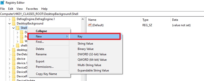 Create new Key Add Shutdown to the Right-click Context 