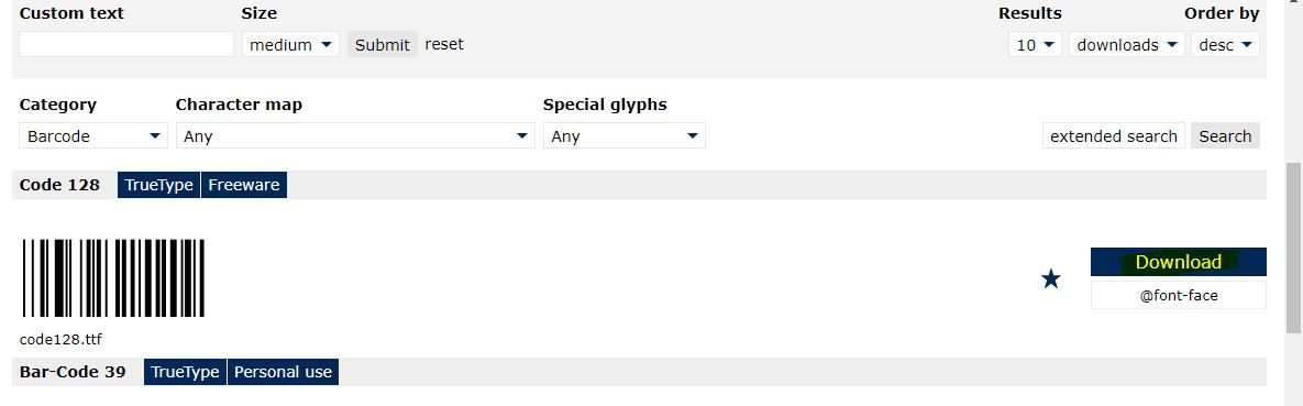 Download Barcode font