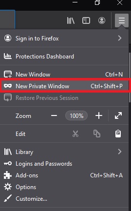 create shortcut for firefox private