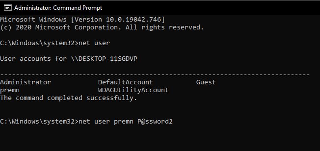 Reset Windows Password using cmd