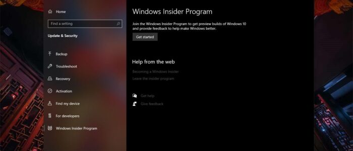 Disable Windows Insider Program Settings