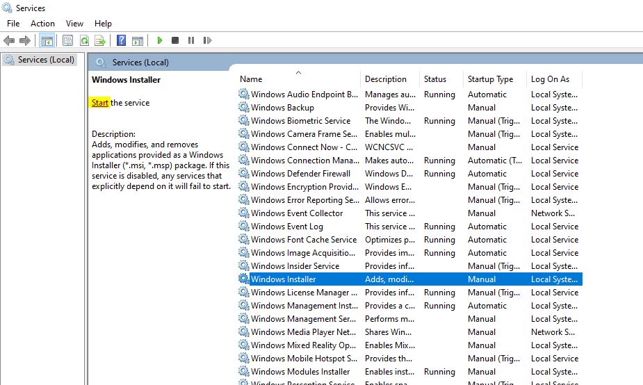 check windows update service to fix windows update error 0xc19001e1