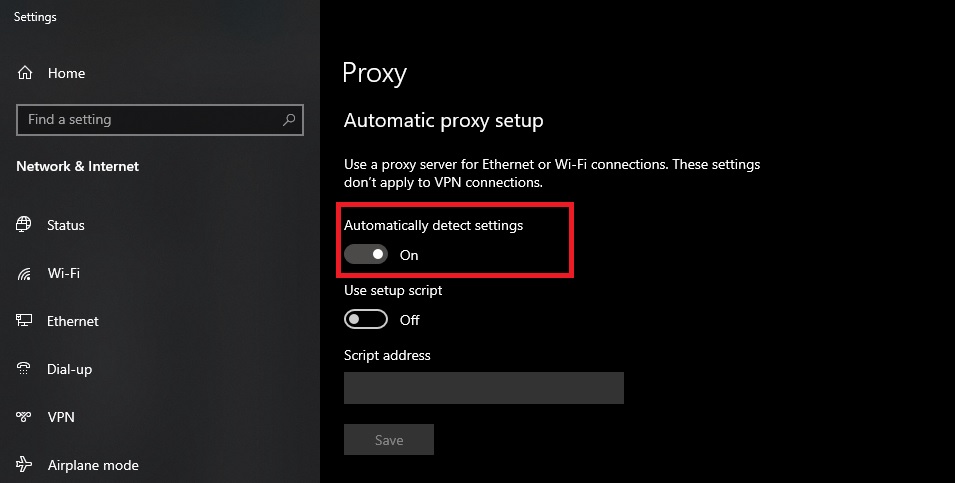 Fix Downloading Proxy Script Error