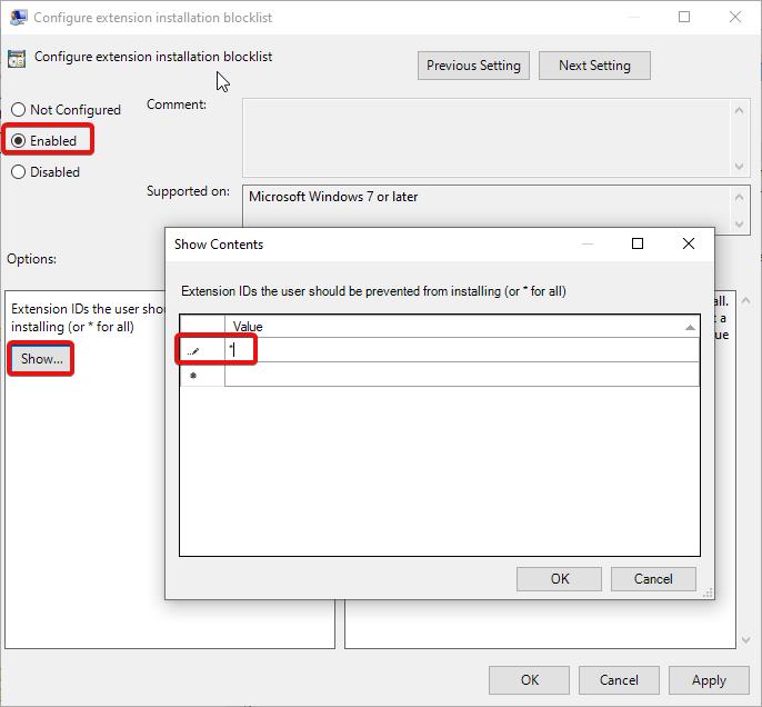 Prevent Users from Installing Extensions using Gpedit