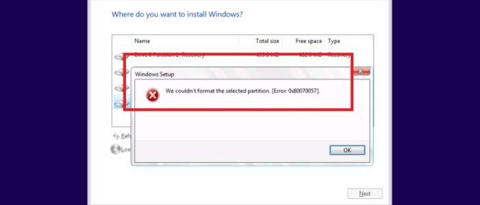 Fix Error Code 0x80070057 Windows Couldnt Format A Partition Technoresult 2625