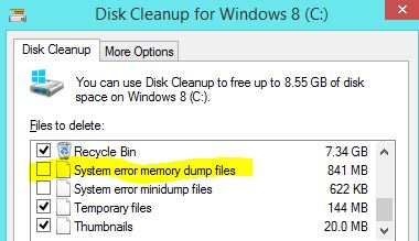 system error memory dump files Increase Disk Space
