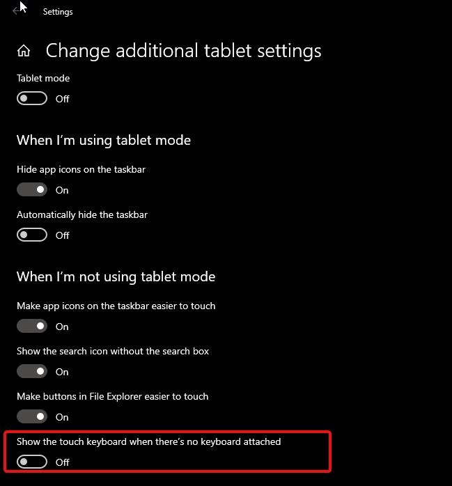 enable tablet mode  to fix On-Screen Keyboard not launching