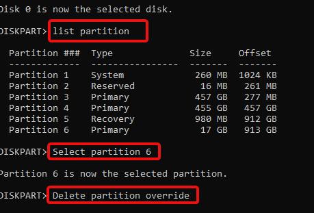 Unable to Delete Partition using command Prompt