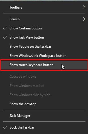 show touch keyboard button