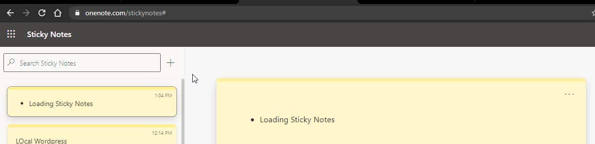 Sticky notes web portal