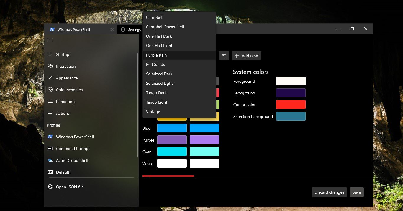 windows terminal color scheme list