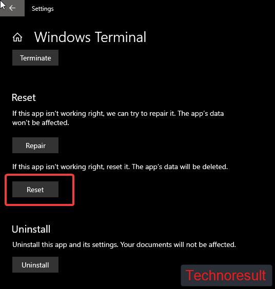 Reset Windows Terminal to Default Settings