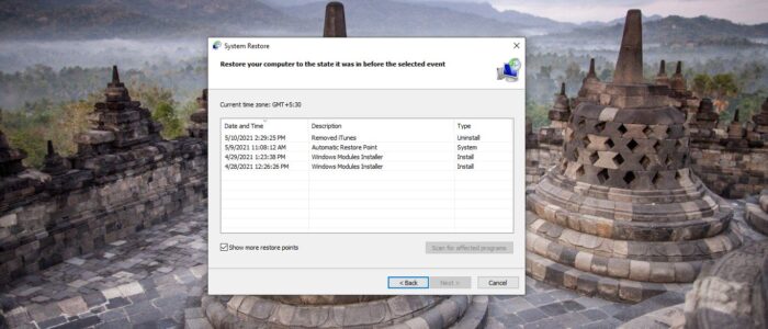 View system restore points feature image