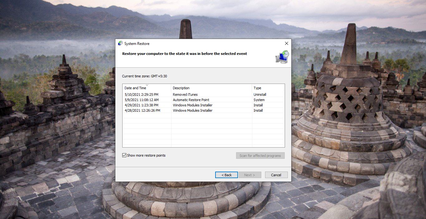 View system restore points feature image