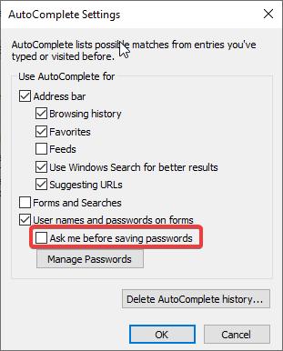 Disable the Save Password prompt in IE