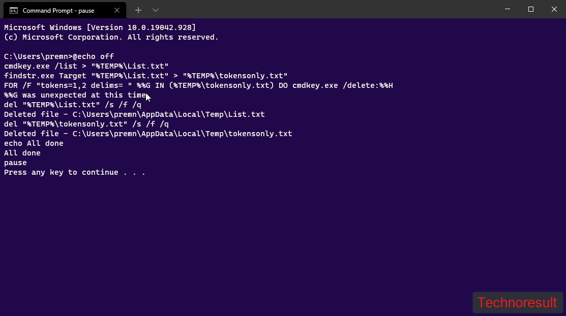 Clear Windows Credentials Using Command