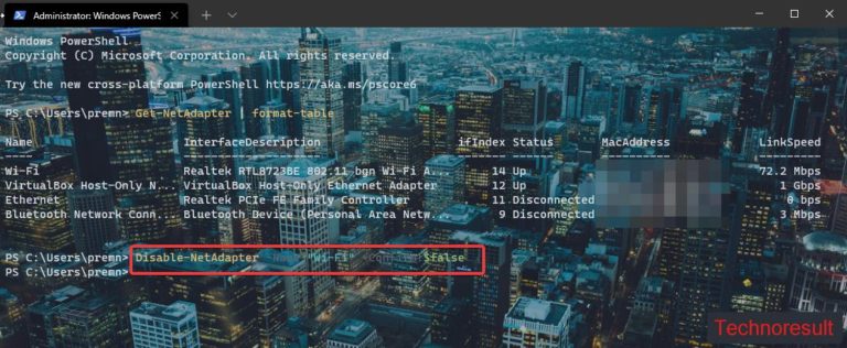 How to Disable Wi-Fi Using PowerShell in Windows 10? - Technoresult