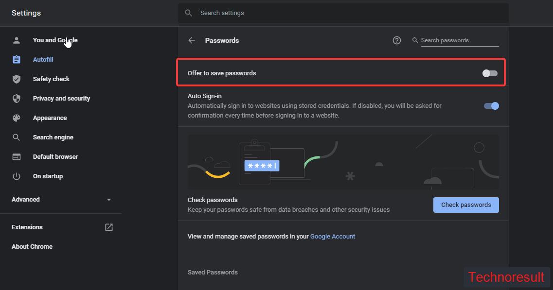 Disable the Save Password prompt in chrome