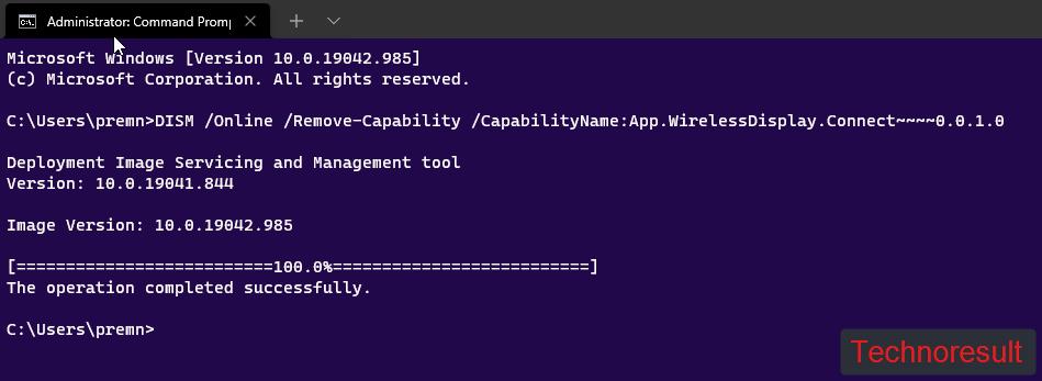 Enable Wireless Display feature using cmd