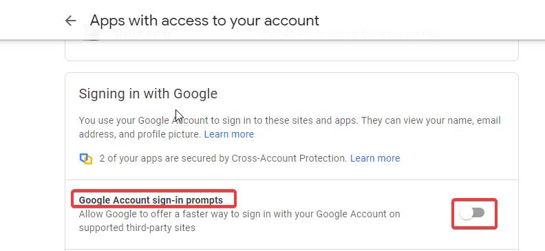 Disable Sign in with Google Prompt