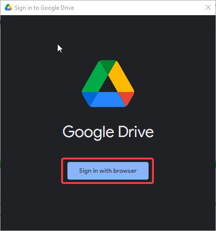 Sign in button-Add Google Drive to File Explorer