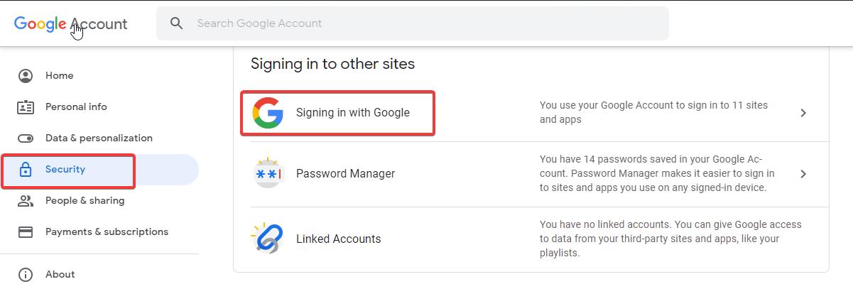 signing in with google